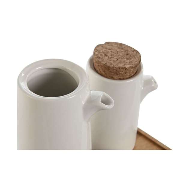 Set med olja och vinäger Home ESPRIT Vit Bambu Stengods 20,6 x 12 x 18 cm