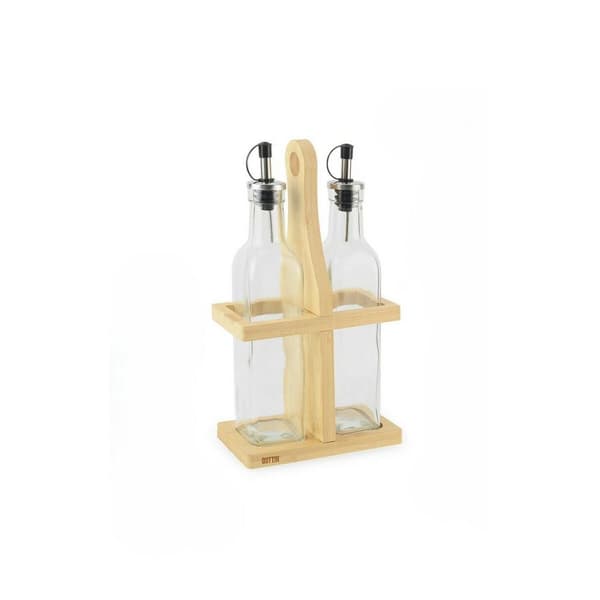 Kryddset Quttin Brun Transparent Glas Bambu 250 ml 2 Delar (12 antal)