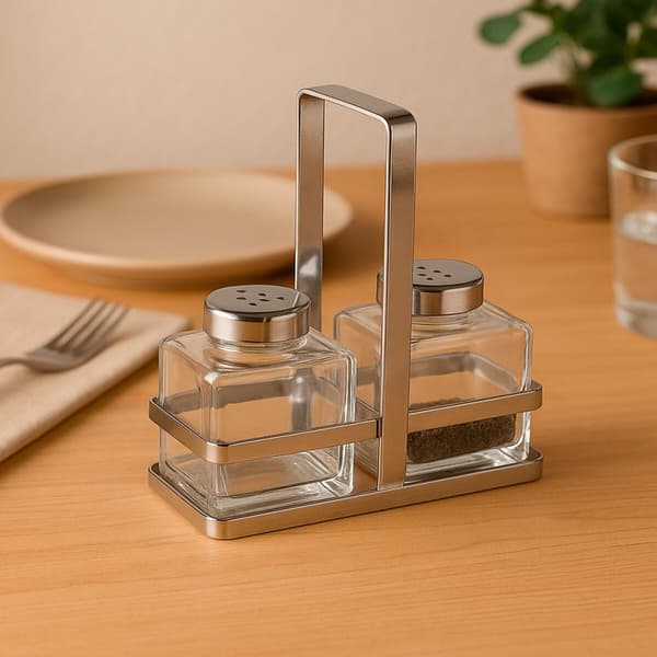 Saltkar och pepparkar Versa Silvrig Metall Glas