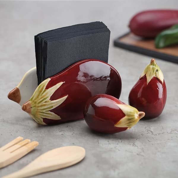 Saltkar och pepparkar Versa Keramik Dolomite Aubergine 8,5 X 5,3 X 5,1 CM