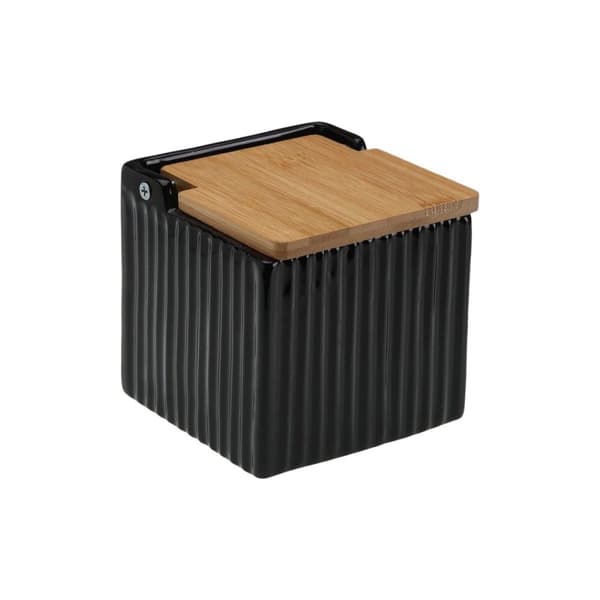 Saltbøsse med låg Versa Sort Keramik Bambus Dolomite 11 x 11 x 11 cm