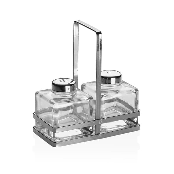 Saltkar och pepparkar Versa Silvrig Metall Glas