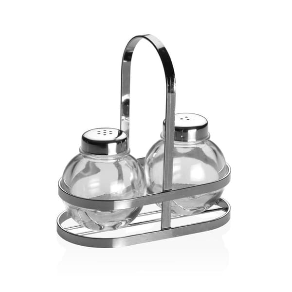 Saltkar och pepparkar Versa Silvrig Metall Glas