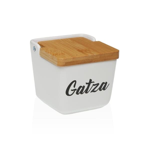 Saltkar med lock Versa GATZA Vit Keramik 12,2 x 11,5 x 12,2 cm