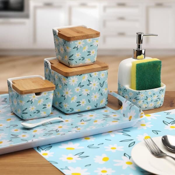 Saltkar med lock Versa DAISY Keramik 12,2 x 11,5 x 12,2 cm