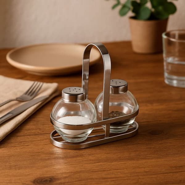 Saltkar och pepparkar Versa Silvrig Metall Glas