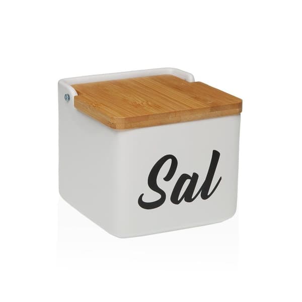 Saltkar med lock Versa Sal Vit Keramik 12,2 x 11,5 x 12,2 cm