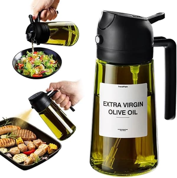 2-i-1 – 470 ml olie- og eddikesprayflaske, perfekt til madlavning, Airfryer og salat
