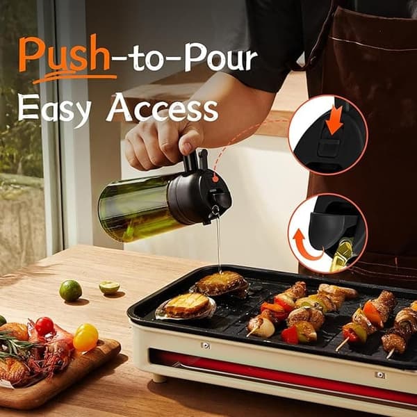 2-i-1 – 470 ml olie- og eddikesprayflaske, perfekt til madlavning, Airfryer og salat