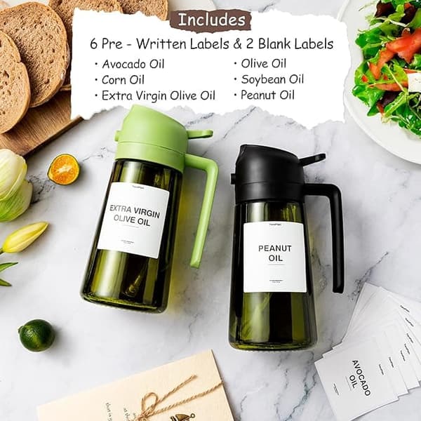 2-i-1 – 470 ml olie- og eddikesprayflaske, perfekt til madlavning, Airfryer og salat