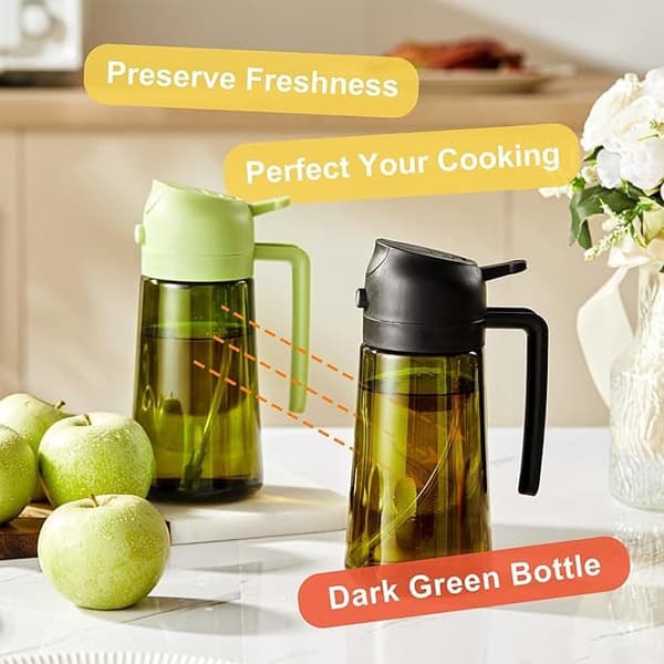 2-i-1 – 470 ml olie- og eddikesprayflaske, perfekt til madlavning, Airfryer og salat