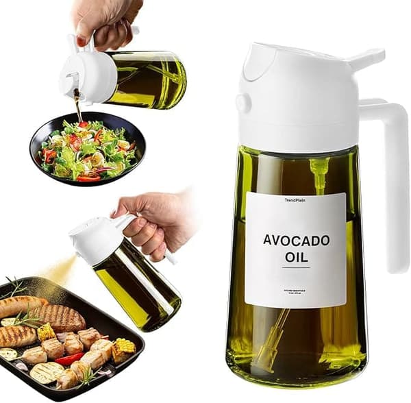 2-i-1 – 470 ml olie- og eddikesprayflaske, perfekt til madlavning, Airfryer og salat