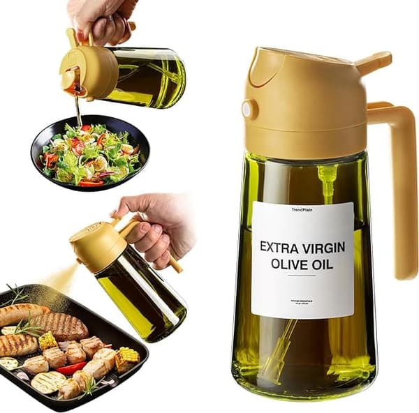 2-i-1 – 470 ml olie- og eddikesprayflaske, perfekt til madlavning, Airfryer og salat
