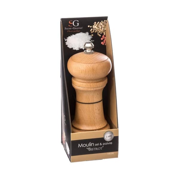 2 i 1 Salt och Peppar Kvarn Secret de Gourmet Brun Trä 14,5 x 5,5 cm