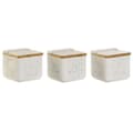 Miniatyrbild 1 av 4: Saltkar med lock DKD Home Decor Blå Vit Grön Lila Bambu Scandi 750 ml 14 x 12,5 x 12 cm (3 antal)