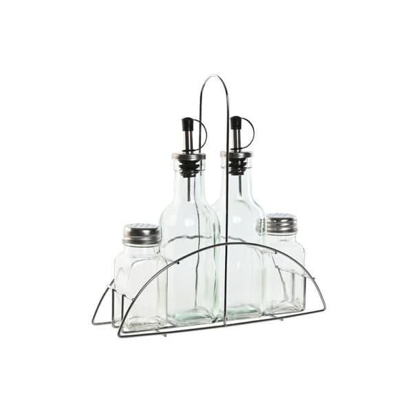 Maustesetti Home ESPRIT Läpinäkyvä Metalli Kristalli 300 ml 22,5 x 6 x 23 cm