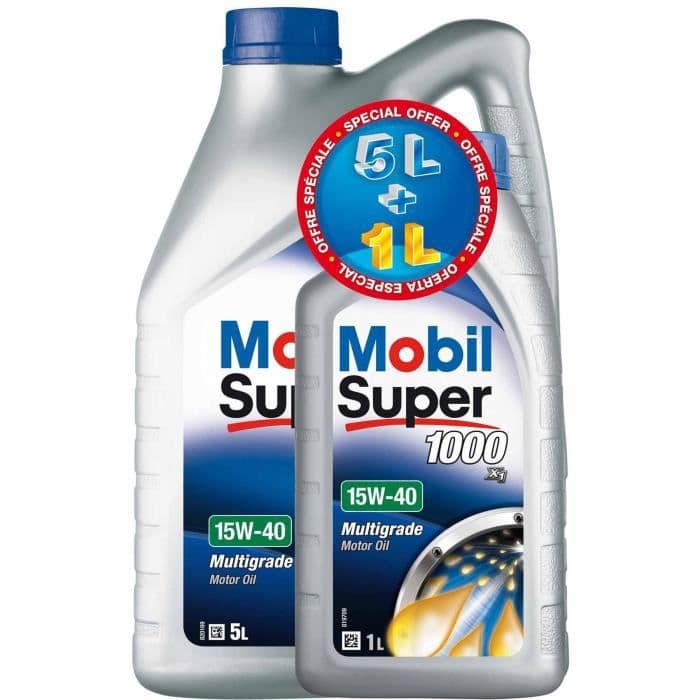 MOBIL S1000 Mineralolja för bensinmotor - 15W40 - 5 + 1 L.