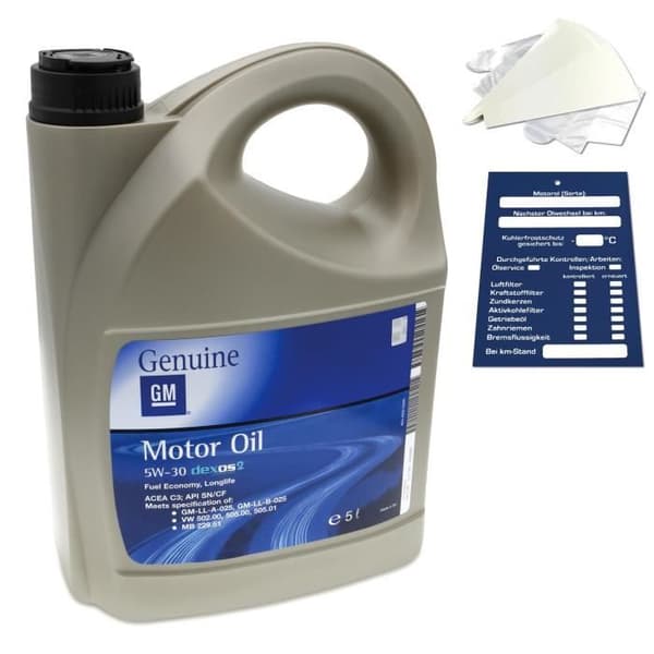 5 Liters Original Opel GM Dexos 2 Long Life Olja 5W30 Inkl. Tratt +