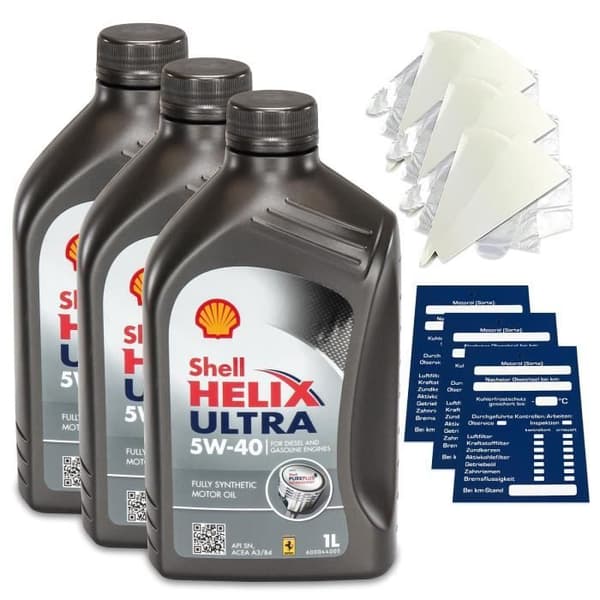 3 Liters Original Shell Helix Ultra Oil 5W40 Inkl. Tratt + Trailer