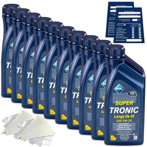 10 liter Aral Supertronic K 5W30 5W-30 Olja Inkl. Tratt + Trailer