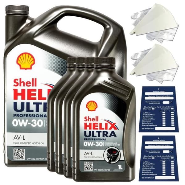 9 liter Shell Helix Ultra Professional AV-L 0W30 Oil 550041873 Acea C3 Kit