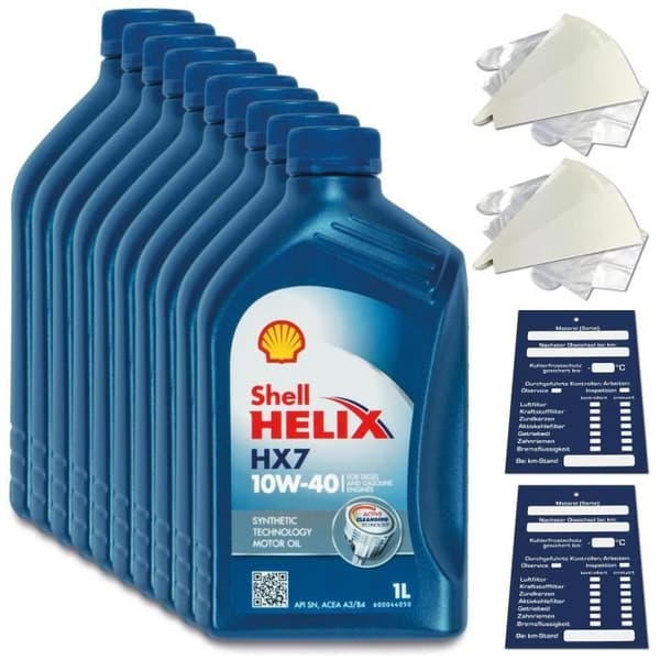 10 Liter Original Shell Helix Hx7 Oil 10W40 Inkl. Tratt + Trailer