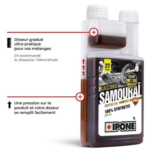 IPONE Racing Samuraï 2T motorolja - Jordgubbsdoft - 1 Liter