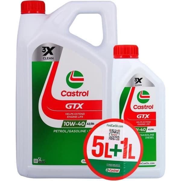 Moottoriöljy - CASTROL GTX - 10W-40 A3/B4 - 5L+1L - 057026