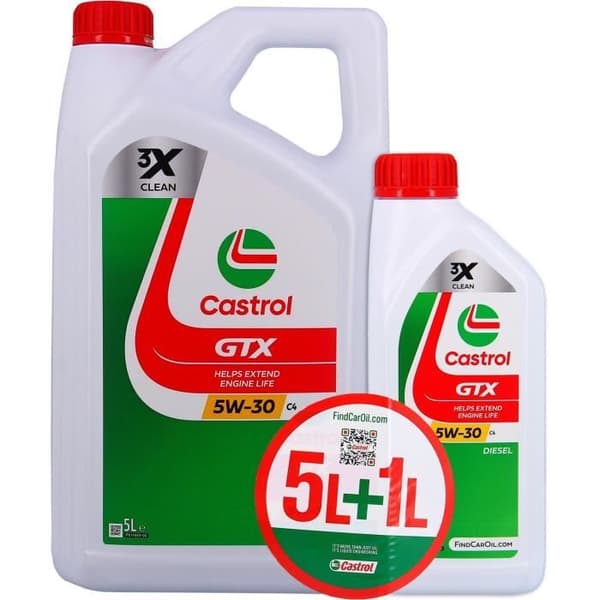 Moottoriöljy - CASTROL GTX - 5W-30 C4 - 5L+1L - 057036