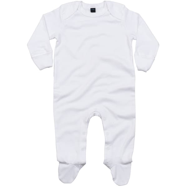 Babybugz Baby Unisex Organic Cotton Envelope Neck Sleepsuit White 6-12 Months