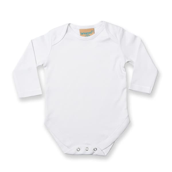 Larkwood Baby Unisex långärmad baby body med lång ärm White 0-3