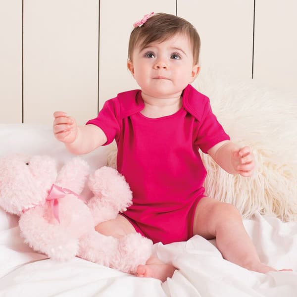 Larkwood Baby Unisex Short Sleeved Body Suit With Envelope Neck Opening