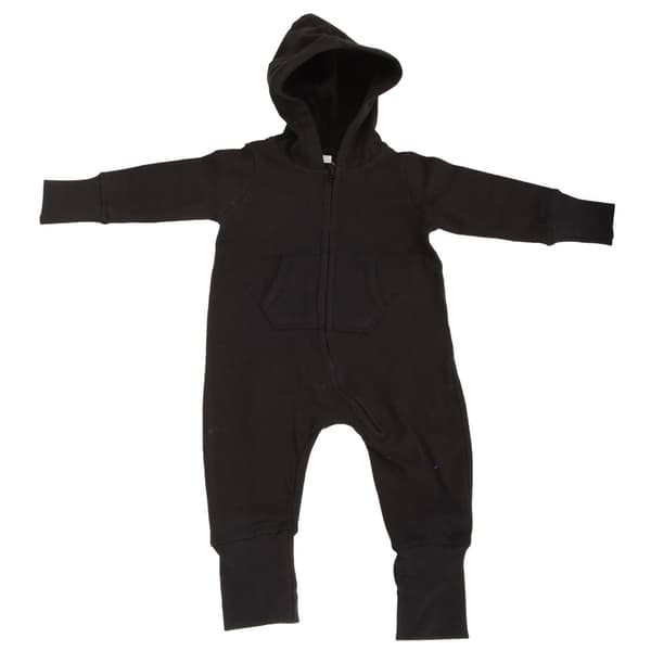 Babybugz Plain Baby All In One / Sleepsuit Black 12-18