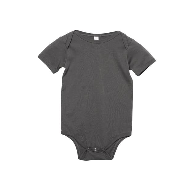 Bella + Canvas Baby Jersey kortärmad onesie för bebisar Dark Grey Heather 6-12 Months