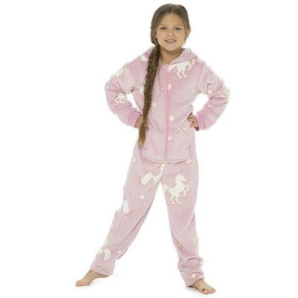 Follow That Dream Childrens/Kids Glow In The Dark Unicorn All-In-One Pink 11-12 years