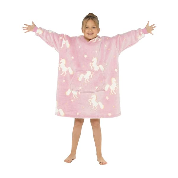 Follow That Dream Childrens/Kids Glow In The Dark Unicorn Hooded Blanket