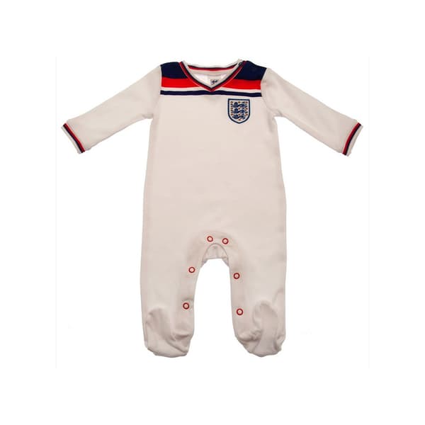 England FA Baby Home Kit Sleepsuit White/Black/Red 9-12 Months
