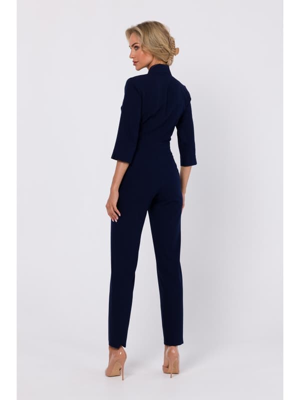 M751 Jumpsuit med sjalkrave - marineblå størrelse - XL