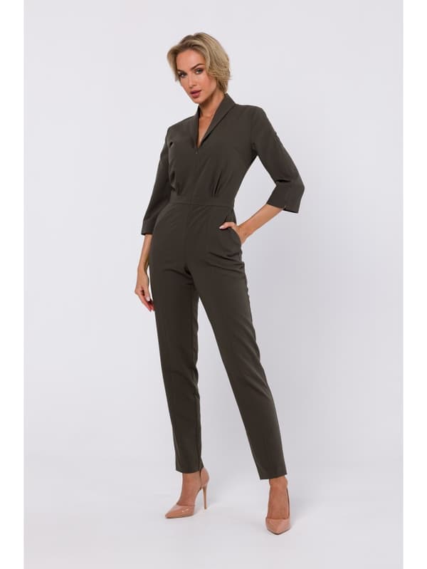 M751 Jumpsuit med sjalkrave - khaki størrelse - S