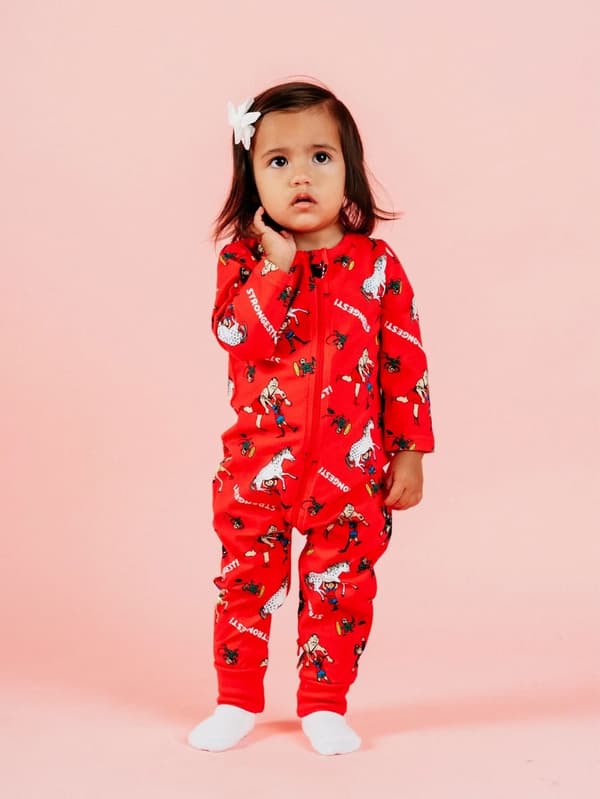 Peppi Pitkätossu Pyjama, Vahvin, Punainen 86 cl