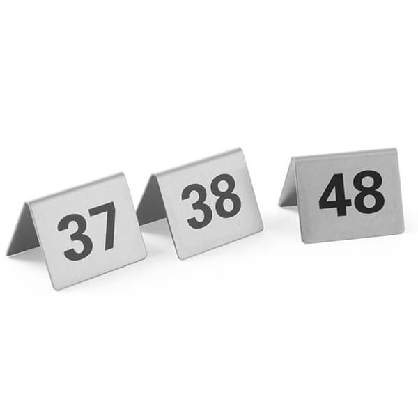 Informationsskilt TABELNUMMER 37-48 rustfrit stål, sæt med 12 stk. - Hendi 663875