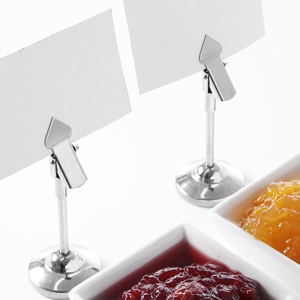 Informationsstativ med clips til seddel eller MENU, sæt med 2 stk. - Hendi 595305