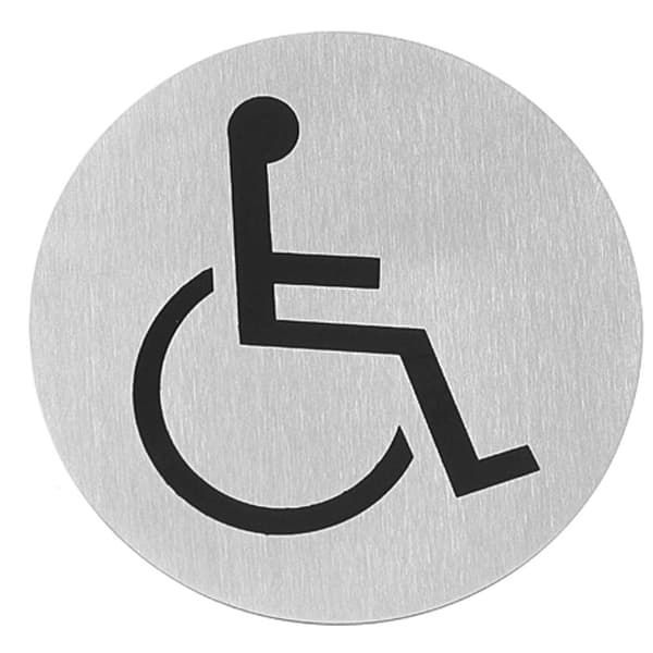 Selvklæbende informationsplade TIL HANDICAP, rustfrit stål, dia. 75 mm - Hendi 663646