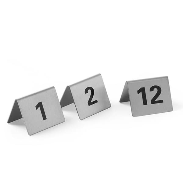 Informationsskylt BORD NUMMER 1-12, rostfritt stål, set om 12 st. - Hendi 663844