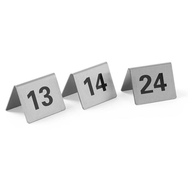 Informationsplade TABELNUMMER 13-24 rustfrit stål, sæt med 12 stk. - Hendi 663851