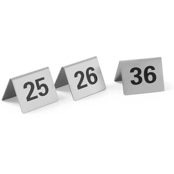Informationsskylt BORD NUMMER 25-36 rostfritt stål, set om 12 st. - Hendi 663868