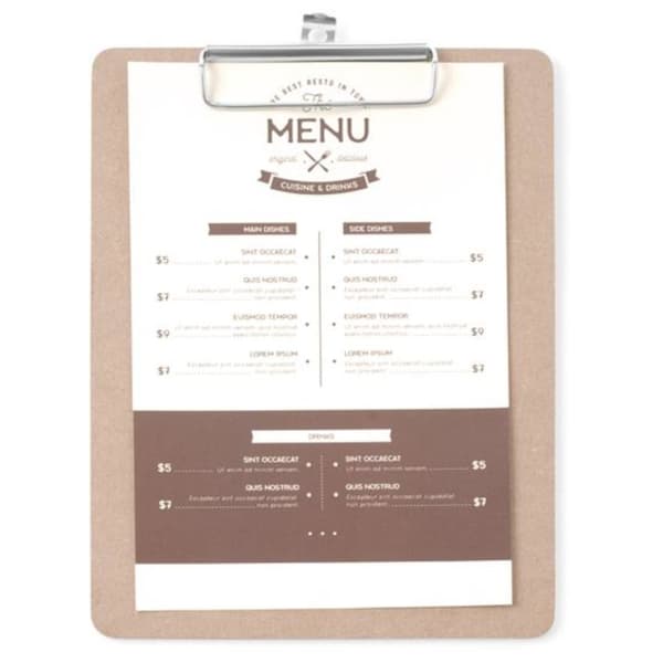 Menukorttavle med Clipboard-clips 185x245 mm - Hendi 664162