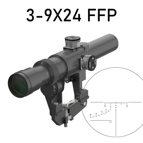 Kivääritähtäin, 3-9x24/4x24 suurennus, punainen pistevalaistus, OPFF-03