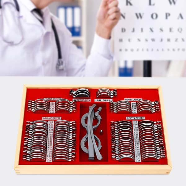 Prøve Linse Sæt til Optometri, 104 Stykker, Høj Præcision, Bærbar Design
