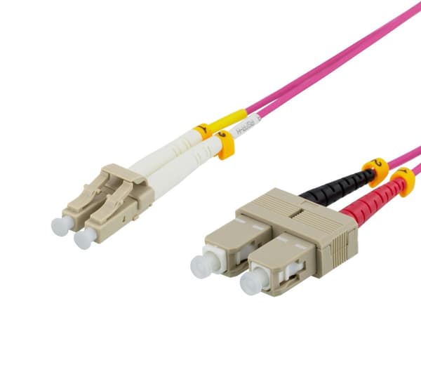 OM4 Fiber cable, LC – SC, duplex, multimode, 50/125, 7m